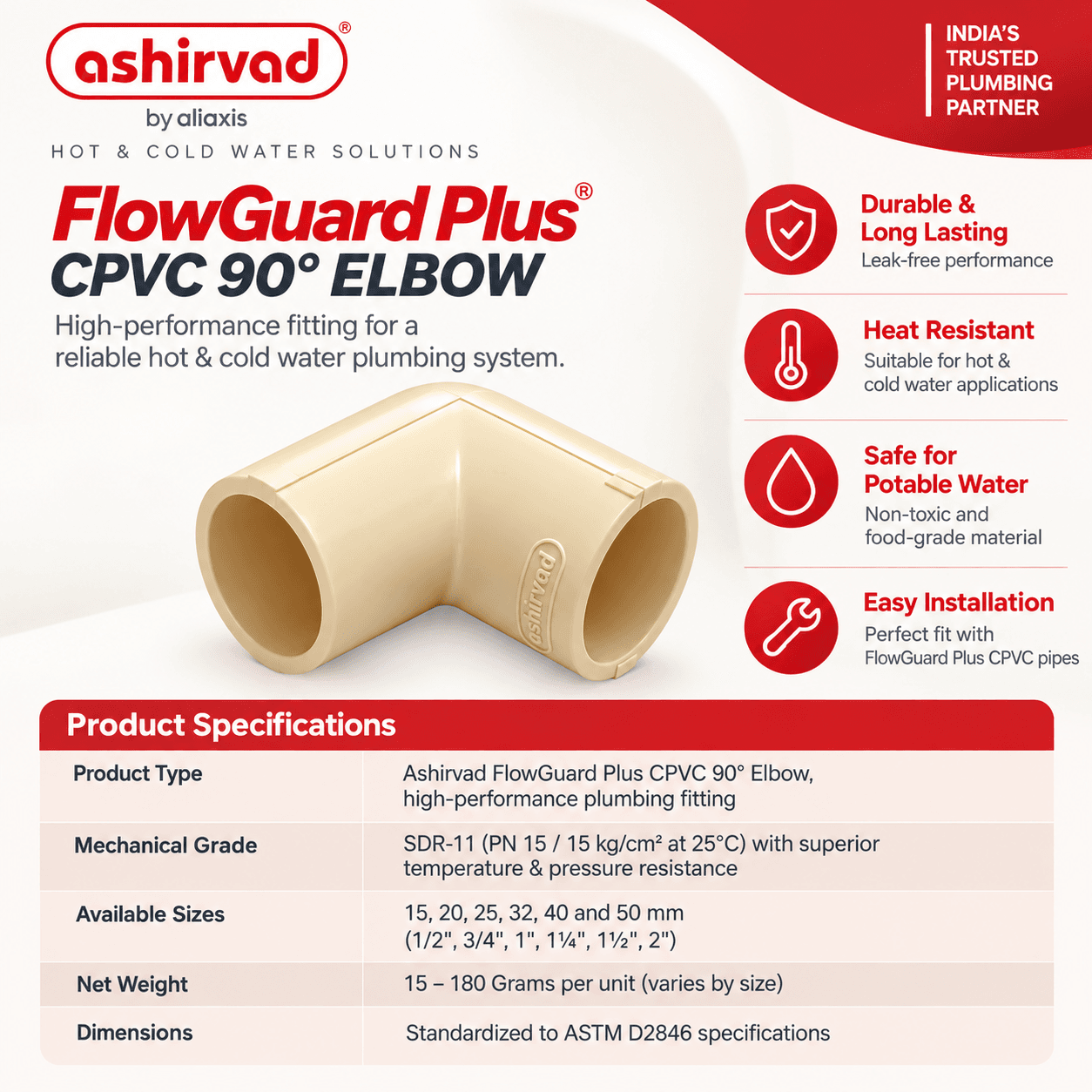 Ashirvad FlowGuard Plus CPVC 90° Elbow - View 2