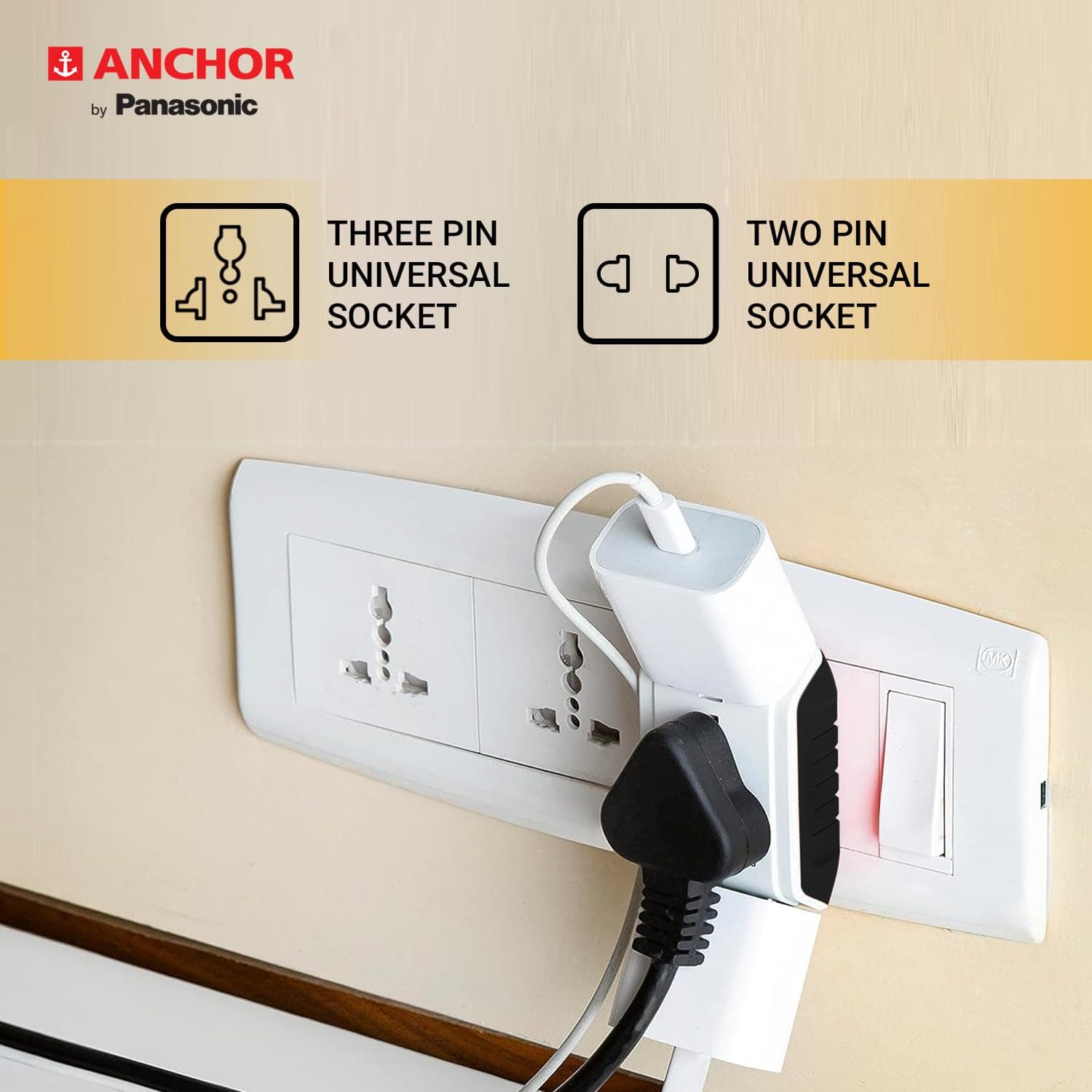 Anchor by Panasonic 6A 3 Pin Multi Plug Socket Travel Adapter with Universal Socket - View 5