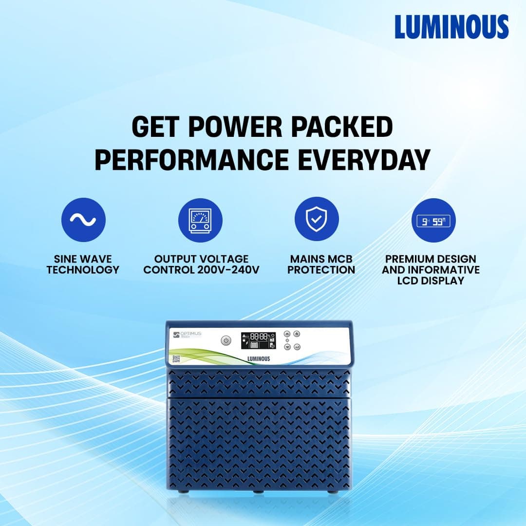 Luminous Optimus 2300+ Pure Sine Wave Inveter with Two RC18000 Tall Tubular Battery Combo - View 2