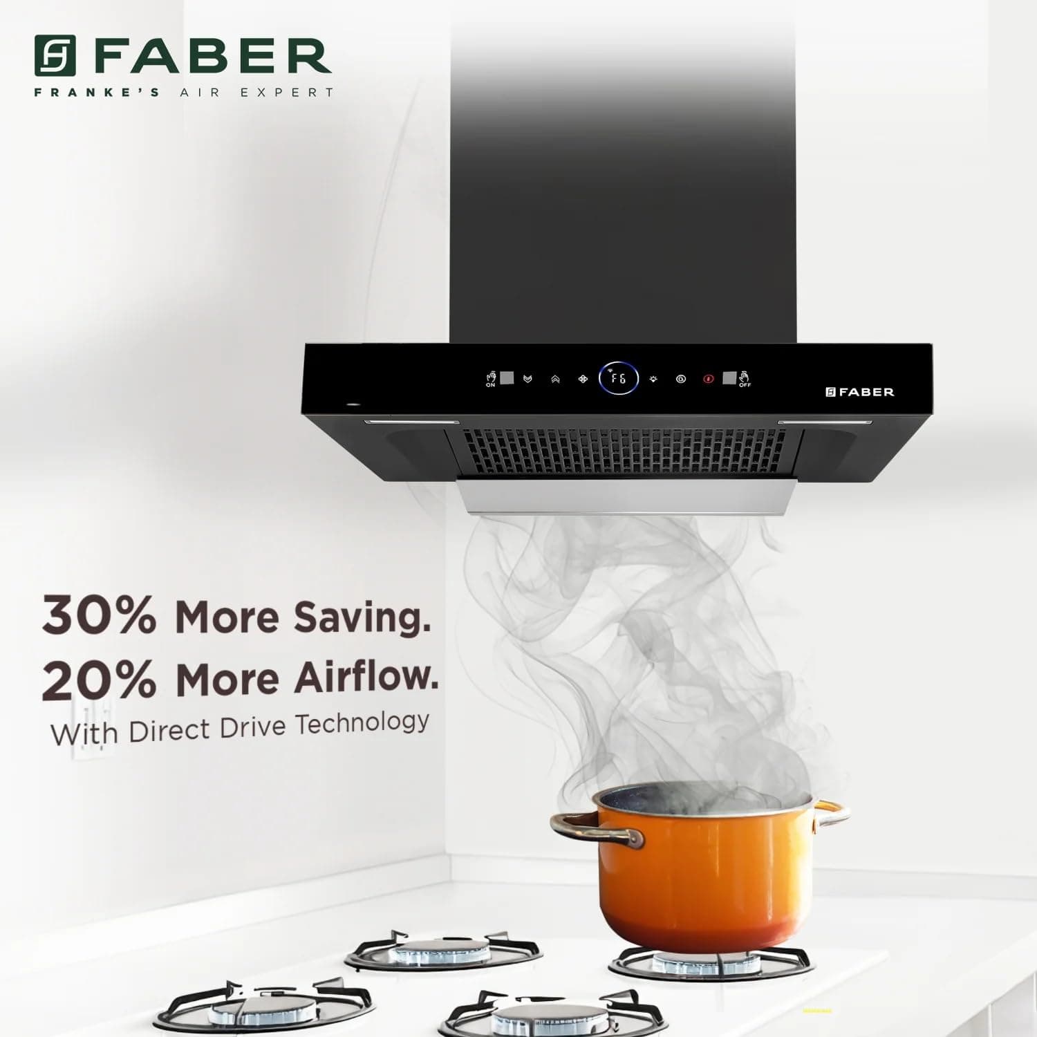 Faber Hood Dazzle Black BLDC Heat Autoclean Filterless Wall Mounted Chimney - Hood BLDC | 325.0727.858 | 230 V - View 7