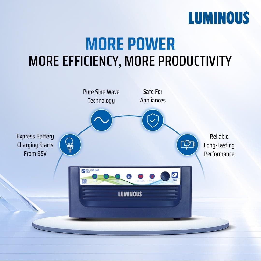 Luminous Eco Volt Neo 1050 Pure Sine Wave Inverter with RC18000 150 Ah Tubular Battery Combo - View 2