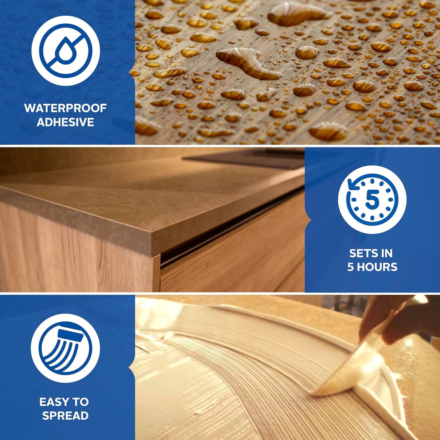 Fevicol Marine Waterproof Adhesive - Bonding laminate, plywood, veneer, particleboard, MDF, block board, hard board to each other. | Non-furniture Industries such as Bus body building where wood is used  Wooden cabinet for Television and Radio, wooden framing of wall clock | Approx.34 – 38 sq.ft/kg (both side application) | When not in use, container should be kept closed. | Skin formation if any, should be removed from the surface before use. - View 4