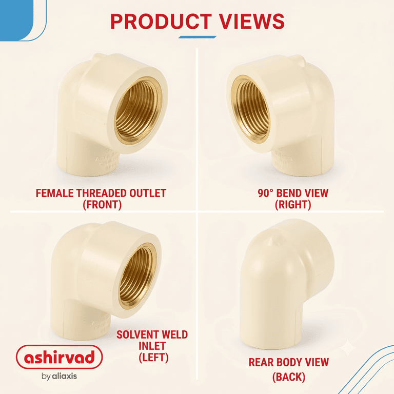 Ashirvad FlowGuard Plus CPVC 90° Elbow Brass - View 3