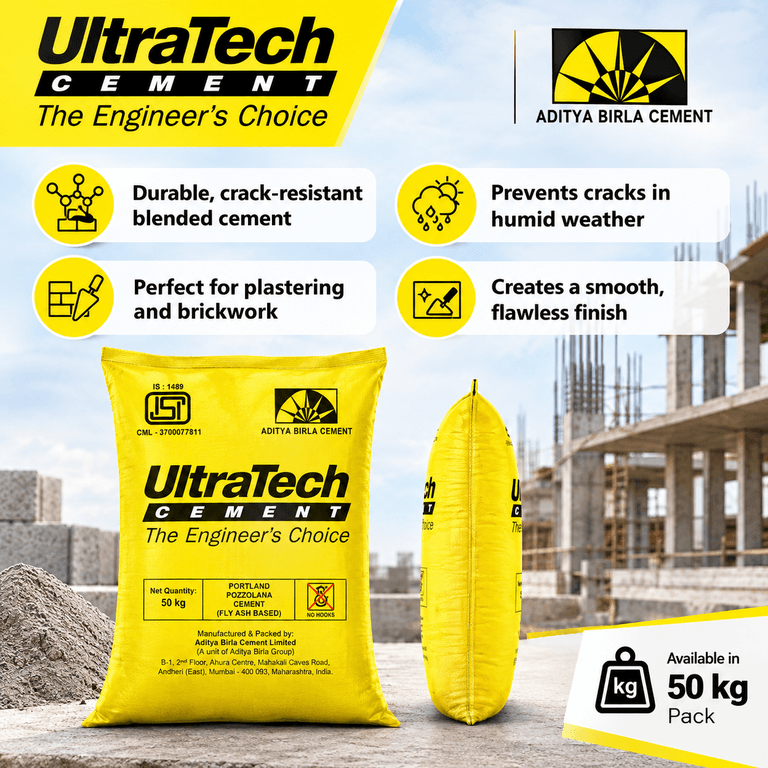Ultratech PPC Cement Bag, 50 Kg - Use within 3 Months (Store in Dry, ventilated area away from Moisture) | 50 Kg | PPC Cement - View 3