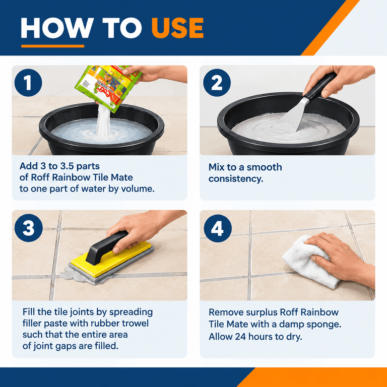Roff T11 Rainbow Tile Mate Cementitious Tile Joint Filler, Jet Black, 1 kg - View 2