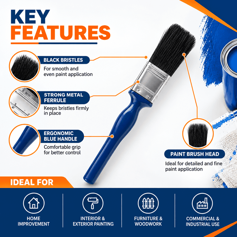 Generic 1 Inch Premium Black Hair Pro PVC Paint Brush - View 2