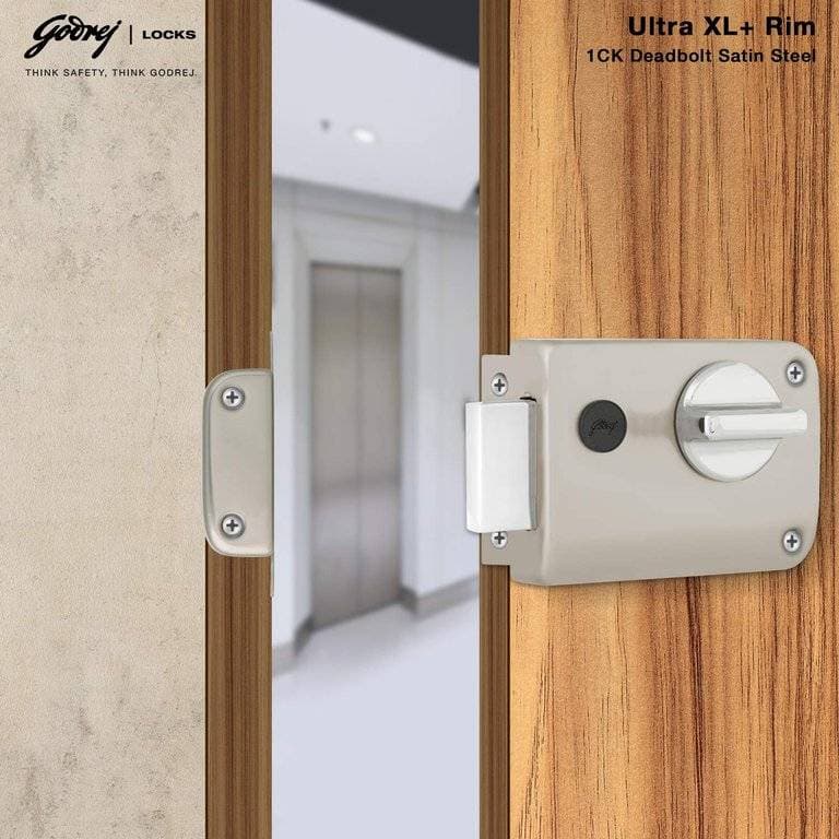 Godrej 2339 Satin Nickel Finish Rim Deadbolt Ultra XL+1CK Deadbolt - View 2
