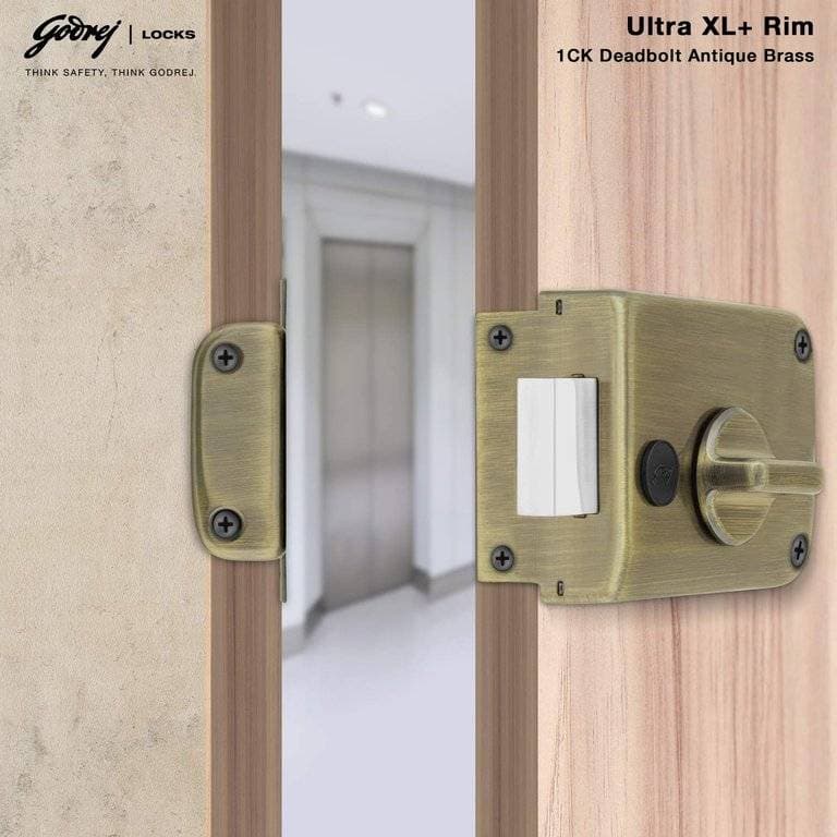 Godrej 2341 Antique Brass Finish Single Shaft 1CK Deadbolt lock - View 2
