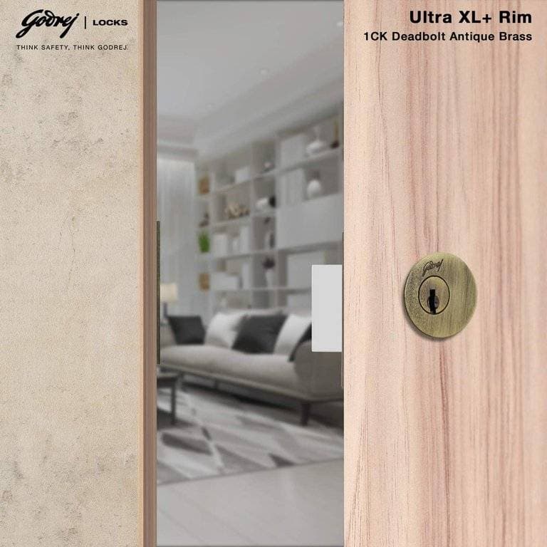 Godrej 2341 Antique Brass Finish Single Shaft 1CK Deadbolt lock - View 3