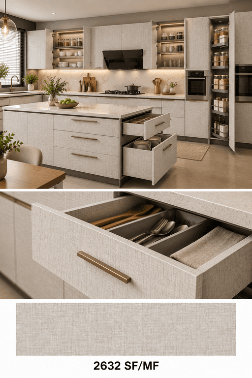Virgo Next Premium Fabric Inner Laminate Sheet, 0.7mm, 8x4 ft - Decorative liner sheet for wardrobe interiors, cabinet backs, shelving, and drawer units | 8x4 ft | 0.7mm - View 2