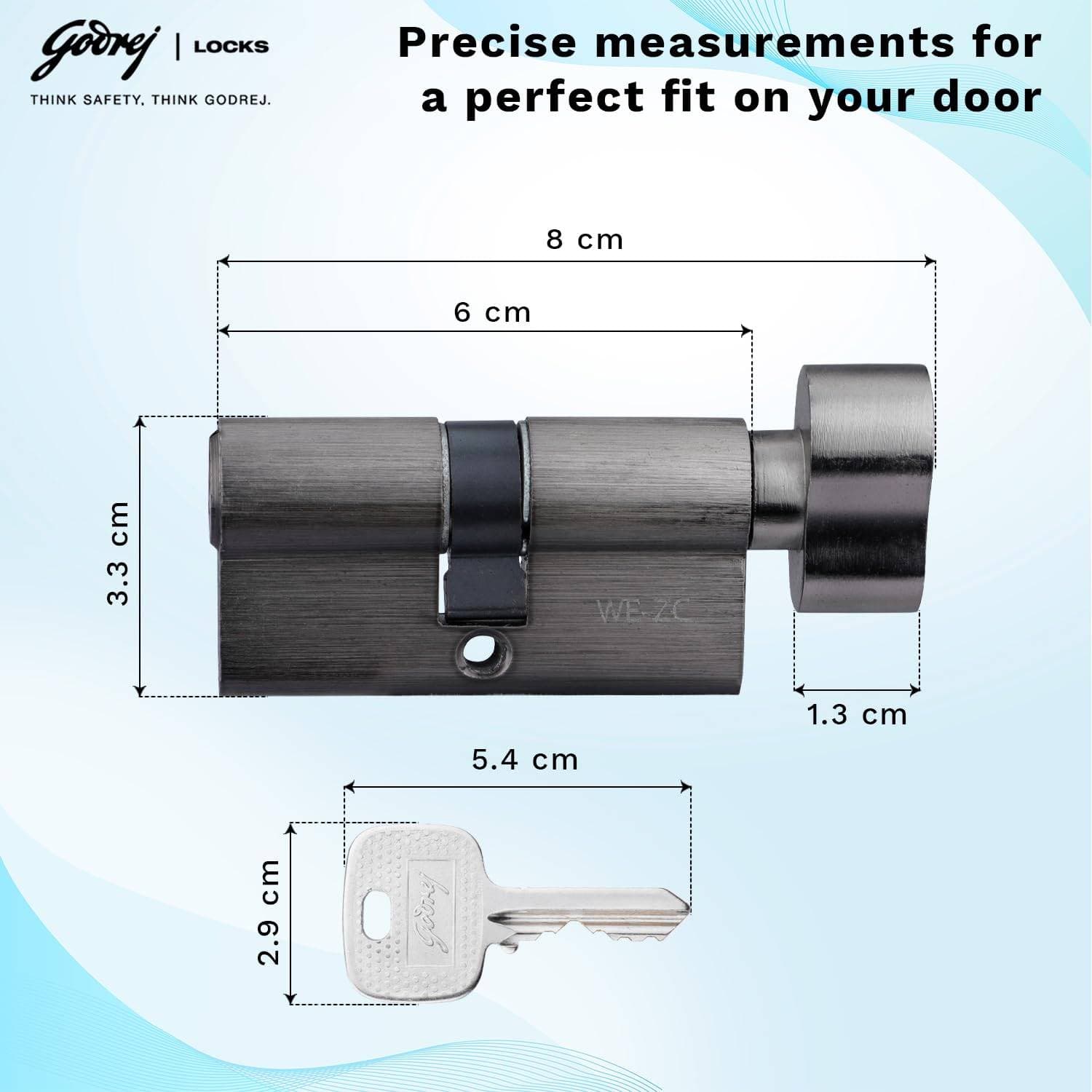 Godrej 3953 Matte Black Nickel Finish Cylinder-1CK 60mm - View 4
