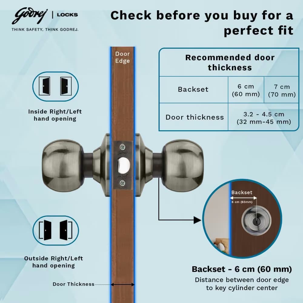 Godrej 5806 Antique Cylindrical Knob Lock w/o Key - View 5