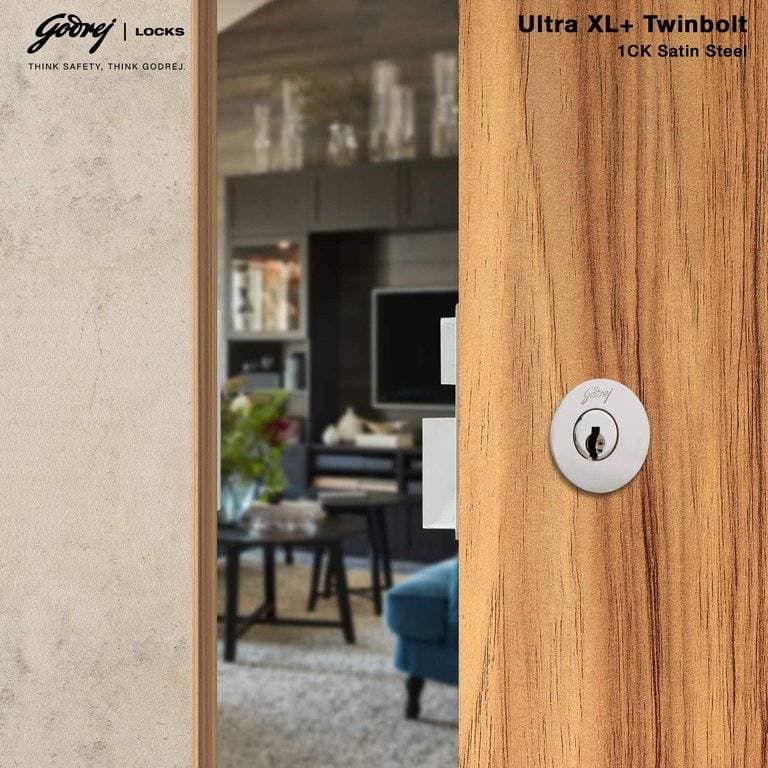 Godrej 6082 Satin Nickel Finish Twin Bolt 1CK Rimlock - View 3