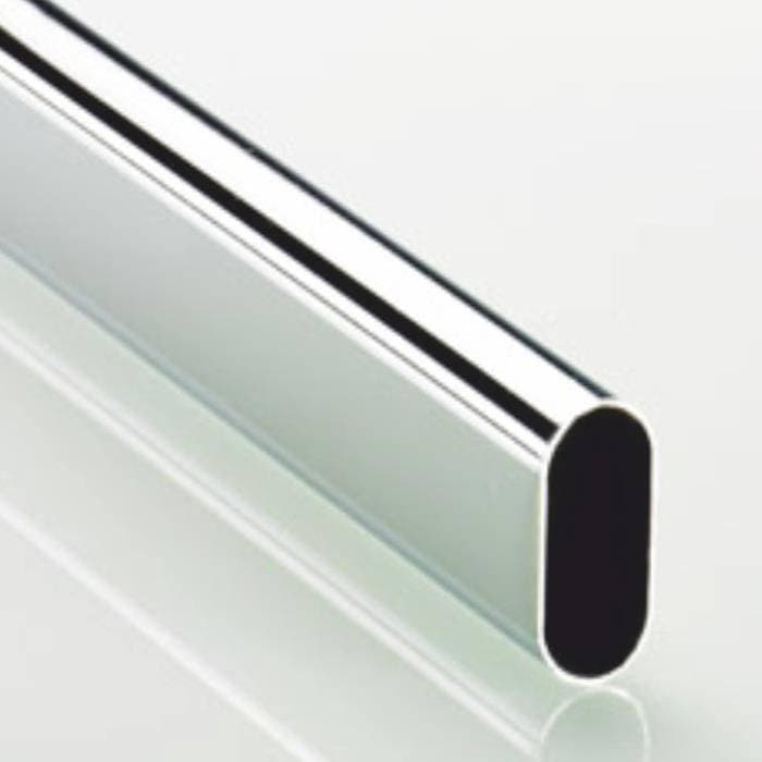 Hettich 9341248 Chrome Gloss Wardrobe Oval Cabinet Rail, 2Mtr Length - View 2
