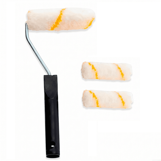 Generic 2 inch Premium Yellow Line Mini Paint Roller STD Combo Pack (3 Roller + 1 Handle)