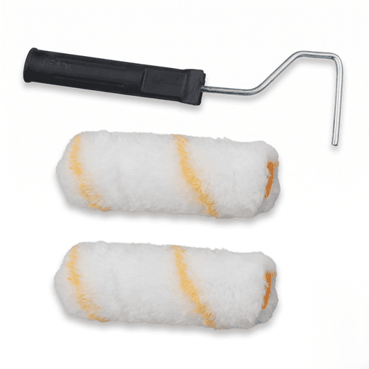 Generic 4 inch Premium Yellow Line Mini Paint Roller STD Combo Pack (3 Roller + 1 Handle)