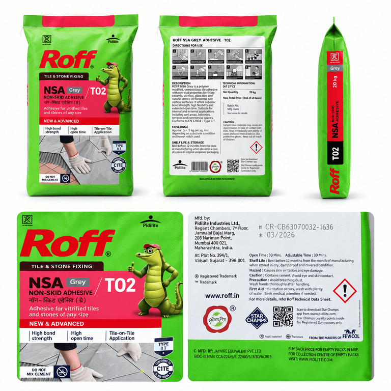 Roff T02 NSA Non-Skid Tile Adhesive Grey 30 Kg - View 2