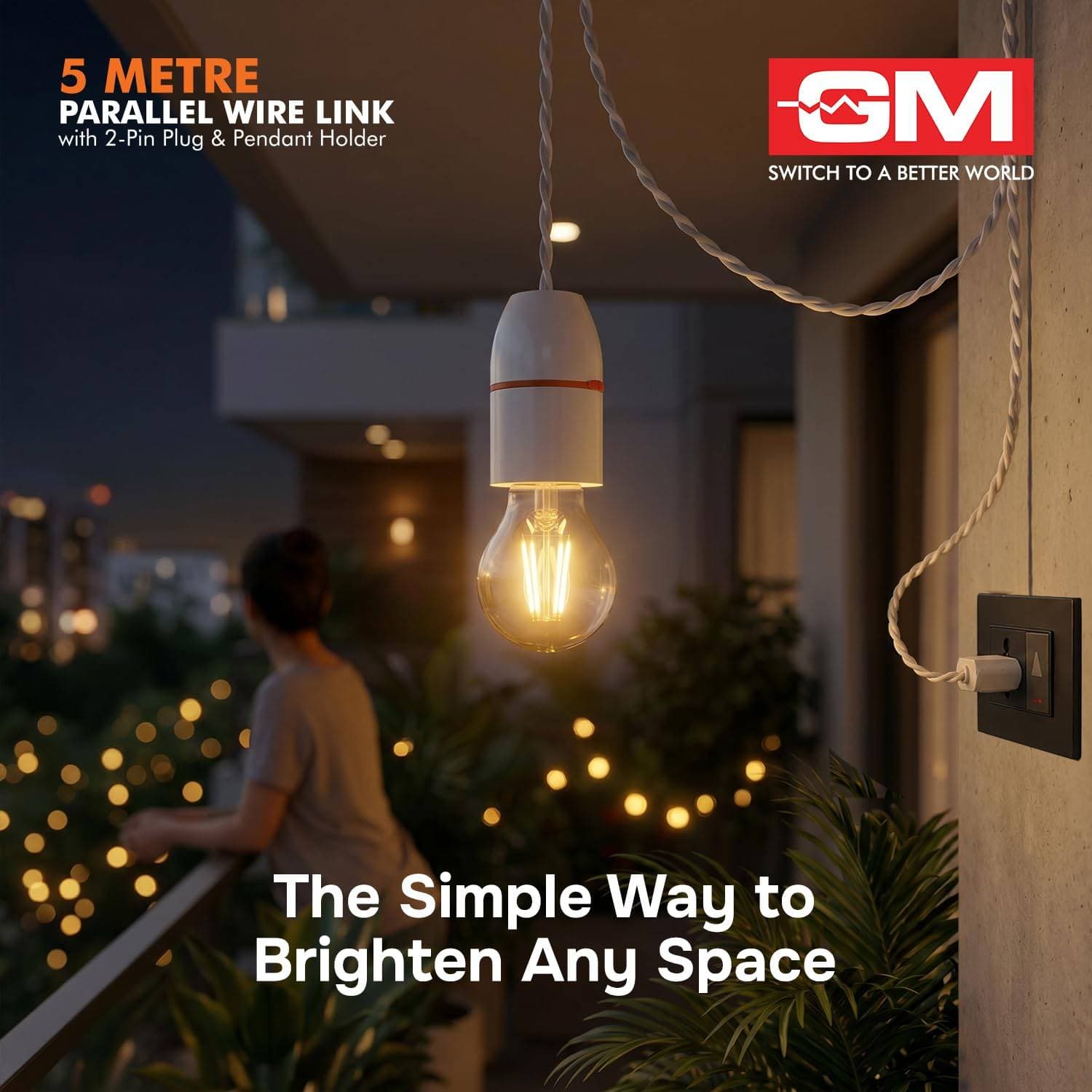 GM G-Magic 5m Parallel Wire Link with 2-Pin Plug & Pendant Holder - Wire Link | Polycarbonate | White - View 7