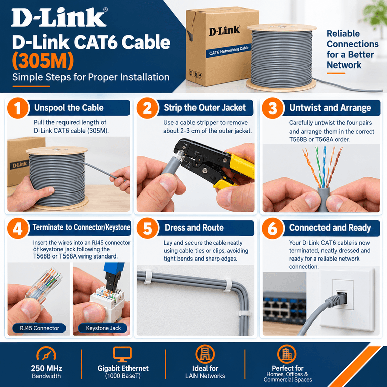 D-Link CAT6 UTP Cable, 305 Mtr - View 5