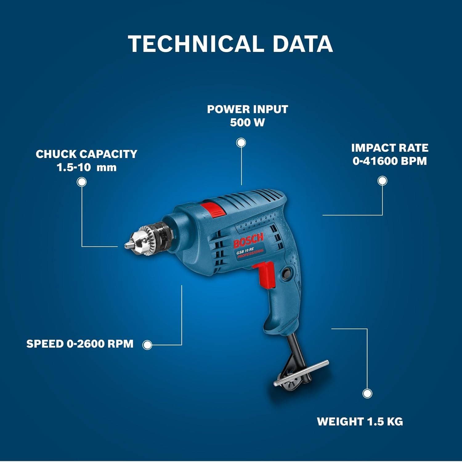 Bosch GSB 10RE 100Pcs 500W Impact Drill Machine Tool Kit - View 2
