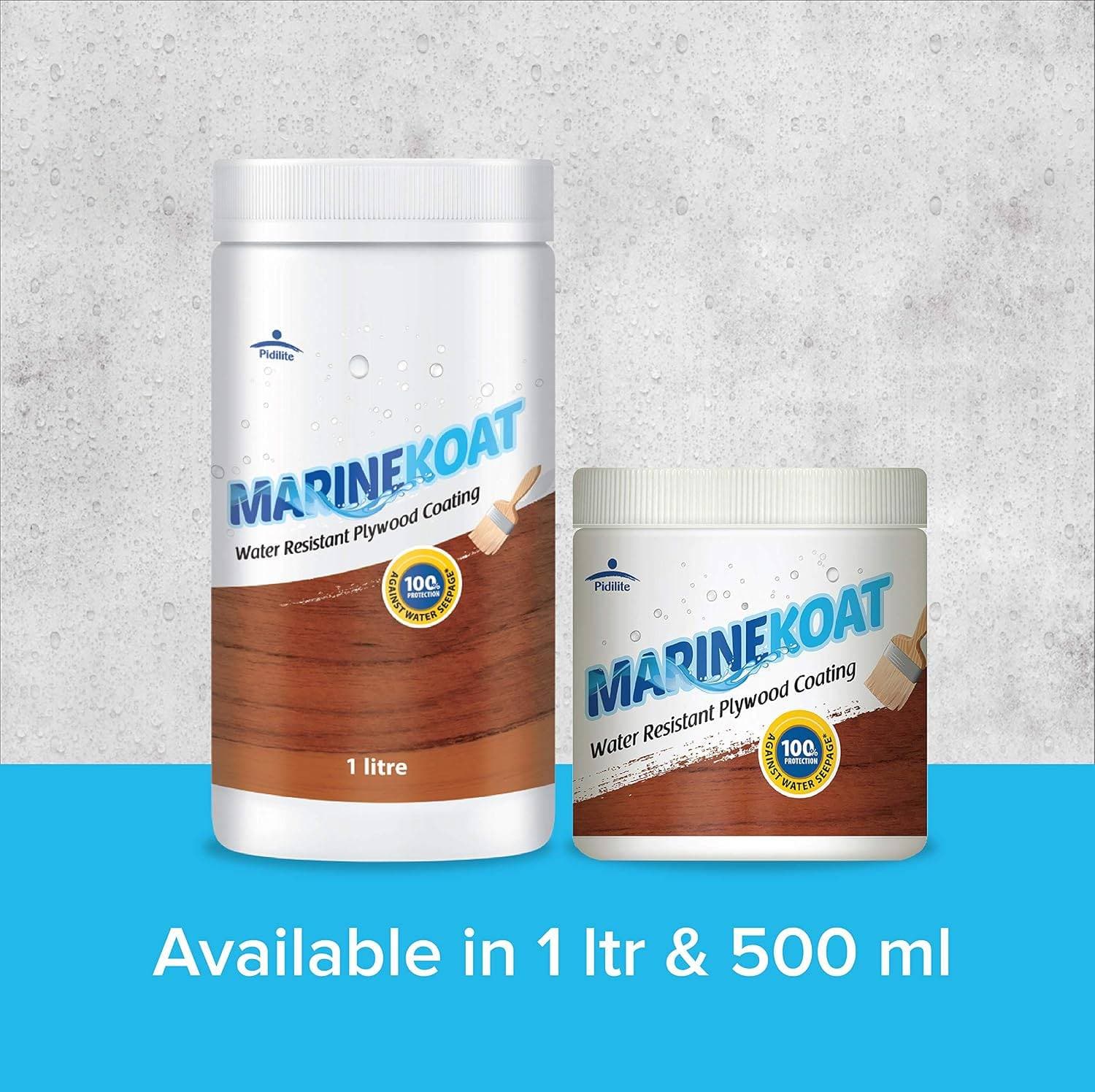 Pidilite Marinekoat Waterproof Plywood Coating Paint - 100 sq ft per litre coverage for 2 coats | 1 Ltr | Clear - View 6