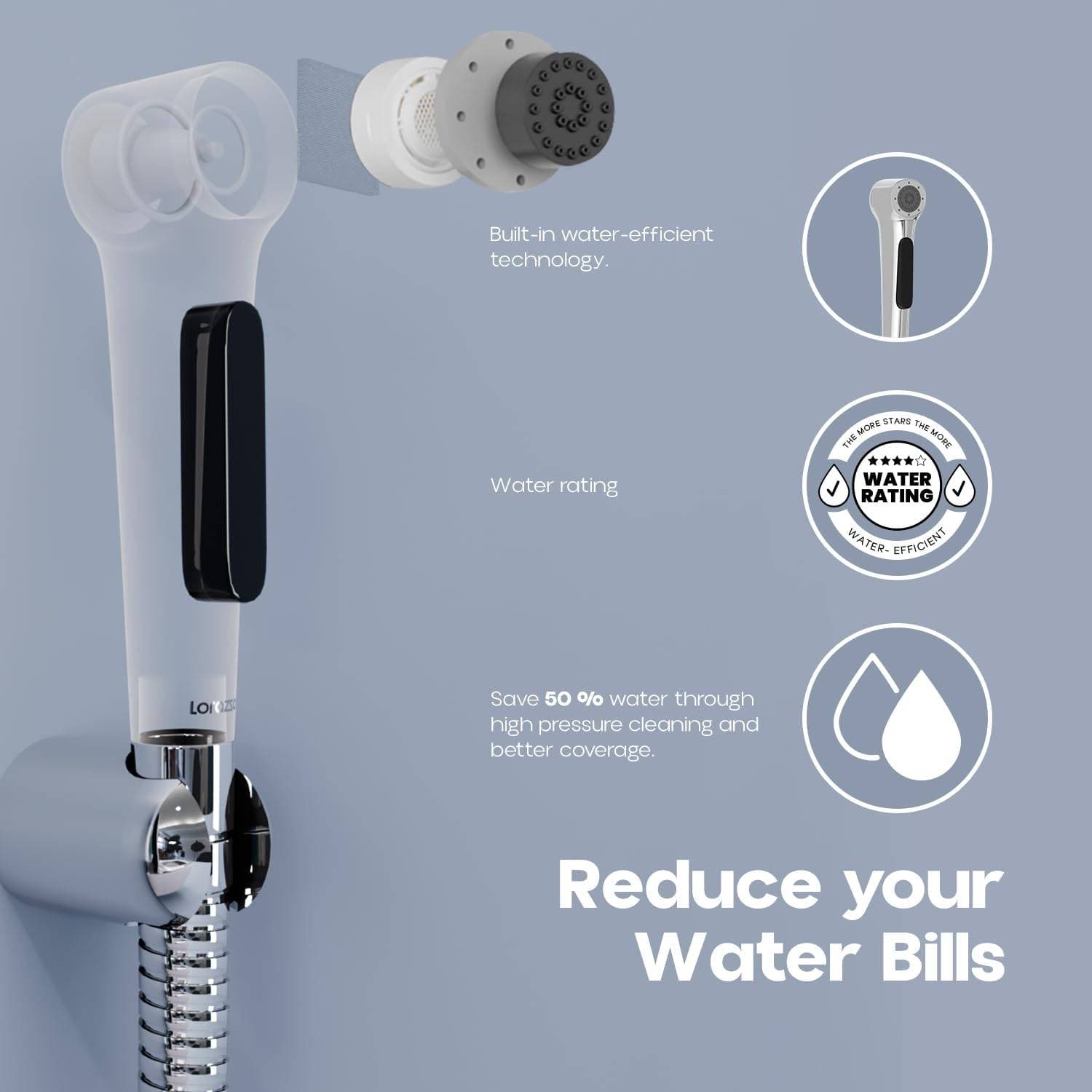 Lorazzo Imperial Health Faucet Set - Health Faucet | ABS | Silver - View 6